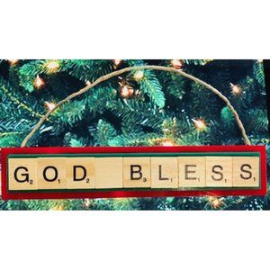 God Bless Innovate Dream Christmas Ornament Scrabble Inspire Believe God Angel